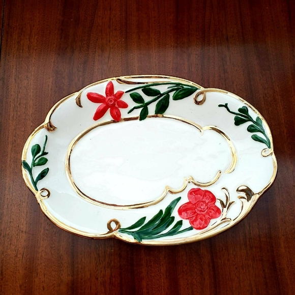 Mid-Century Hand Painted Christmas Platter - Picture 1 of 5